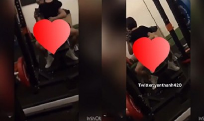 Clip nhấp nhô ở phòng gym thay đổi tư thế liên tục của đôi trẻ