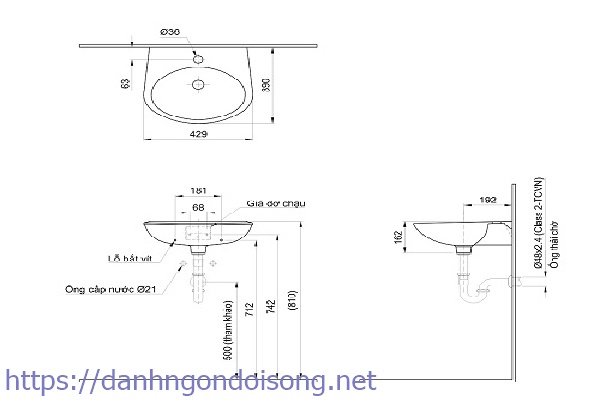 K&iacute;ch thước lavabo chuẩn L283