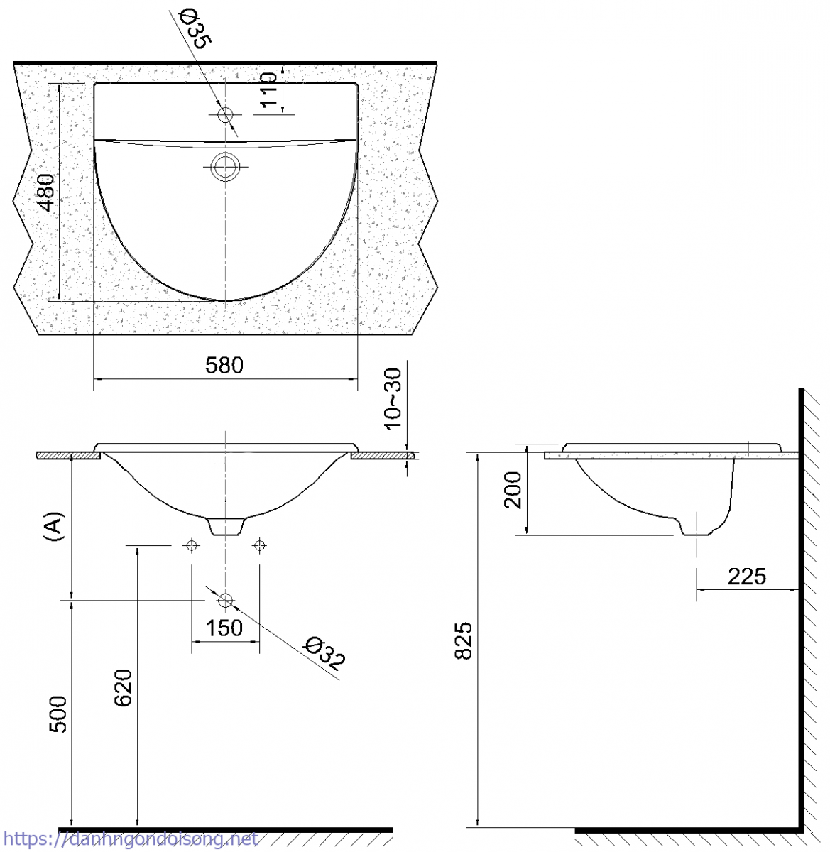 K&iacute;ch thước lavabo &acirc;m b&agrave;n