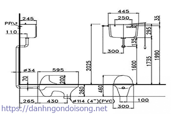 K&iacute;ch thước lavabo kiểu ch&acirc;n lửng