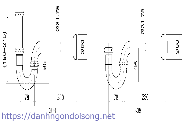 K&iacute;ch thước ống dẫn của lavabo Inax