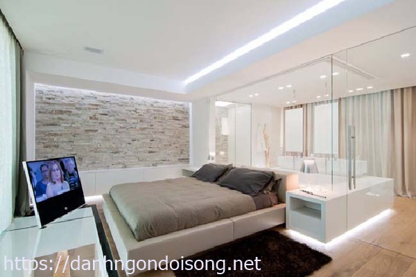 Thiết kế nh&agrave; vệ sinh trong ph&ograve;ng ngủ 25m2 đẹp cực
